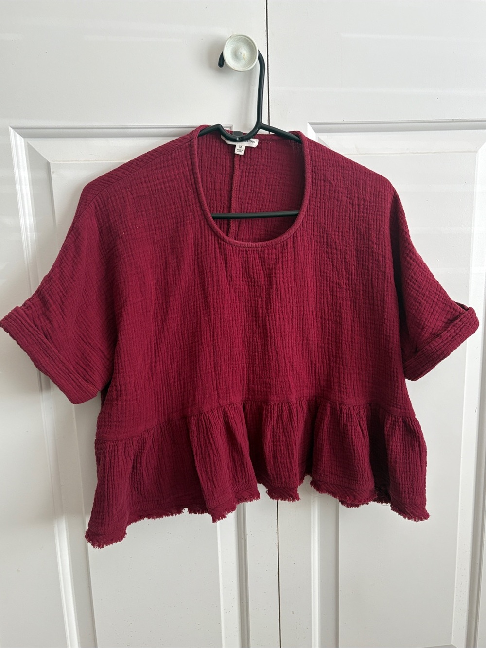 Newbury Kustom Burgundy Peplum Crop Top